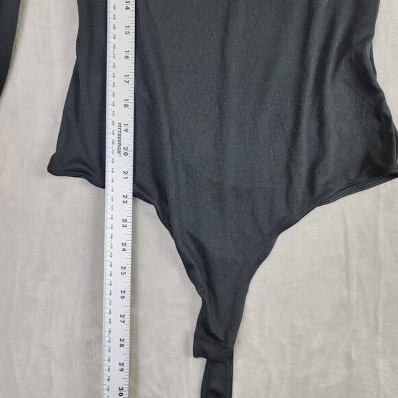 Elodie Black Ribbed Long-Sleeve Women's Bodysuit | Size L - Picture 6 of 8
